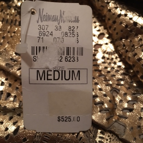 NEIMAN MARCUS GOLD LEATHER CARVED MINI JACKET - Picture 4 of 7
